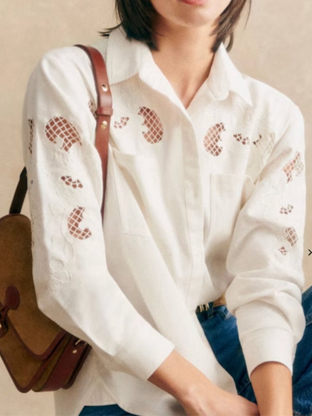 Sezane Naora Shirt in Ecru